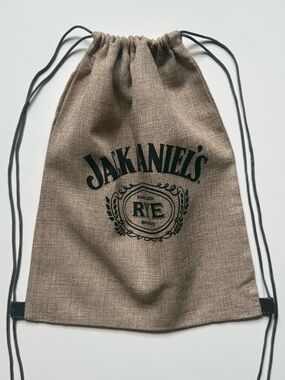 Jack Daniels Burlap Drawstring Backpack